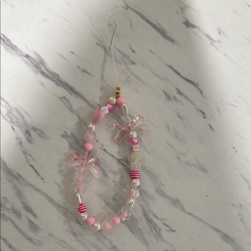 free people pink bow chain